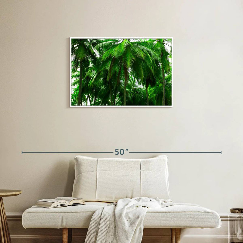 Palmier forêt, Cadre flottant blanc, 31 po x 21 po