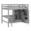 Lit mezzanine avec bureau en L et tiroirs, armoire et escalier de rangement-751679283