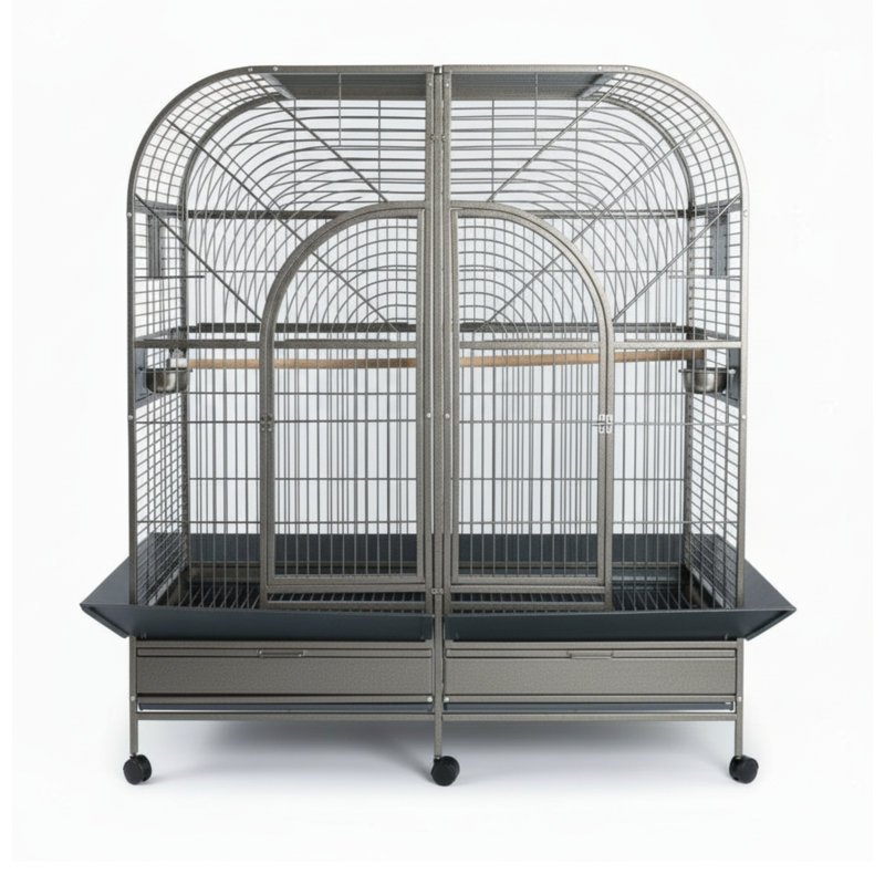 Double cage d'ara avec diviseur - Platine, Platine