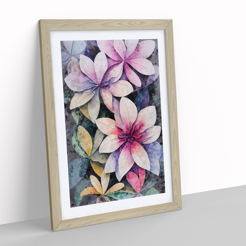 Flowers in Watercolour No.2 - Framed Print, 64cm H x 46cm W, Oak