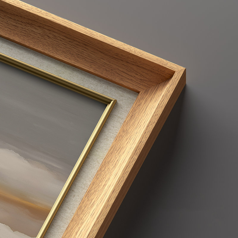 «Moody Lake Reflection Landscape Soft Neutral Horizon», ensemble de 2 reproductions d'art encadrées de qualité supérieure sur papier, 26 po x 36 po