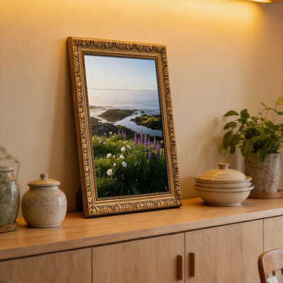 Coastal LandscapeOrnate Vintage - cadre décoratif doré pour art