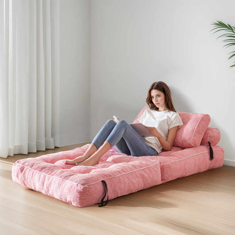 Boneless 8" Futon mattress, Folding Sofa Bed, Pink, Single