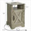 Table de chevet 16 po gris clair avec station de charge et rangement, table de chevet de chambre rustique, table de bout avec canapé-129051821-129051817