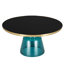 Table basse ronde de 30 po en verre / plateau en pierre frittée avec rebord doré brossé et base en verre trempé-109375773
