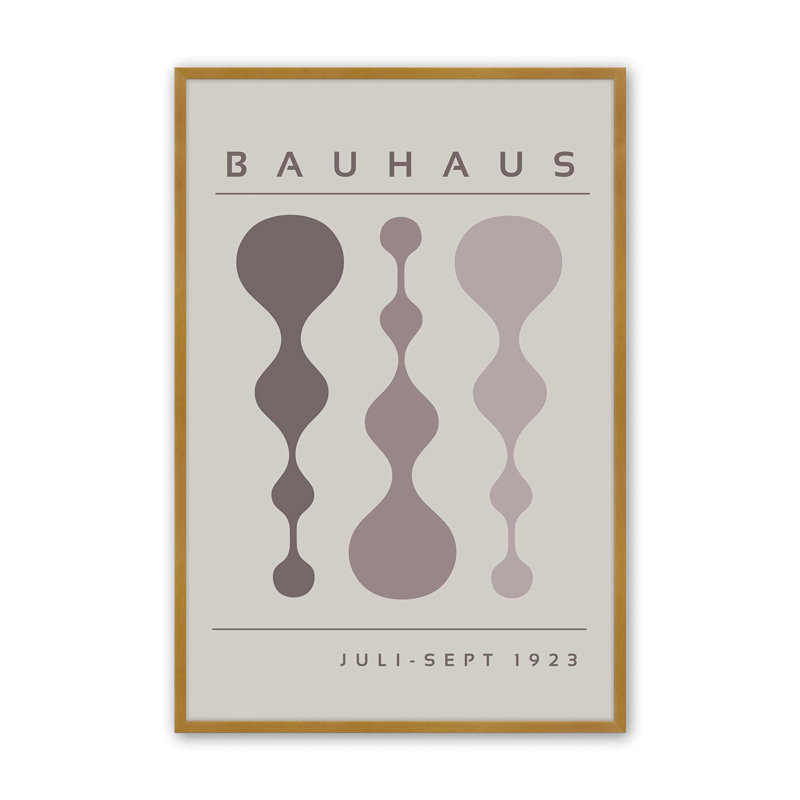 «Warm Taupe», affiche rétro Bauhaus, Or poli, H 15,25 po x l 12,25 po