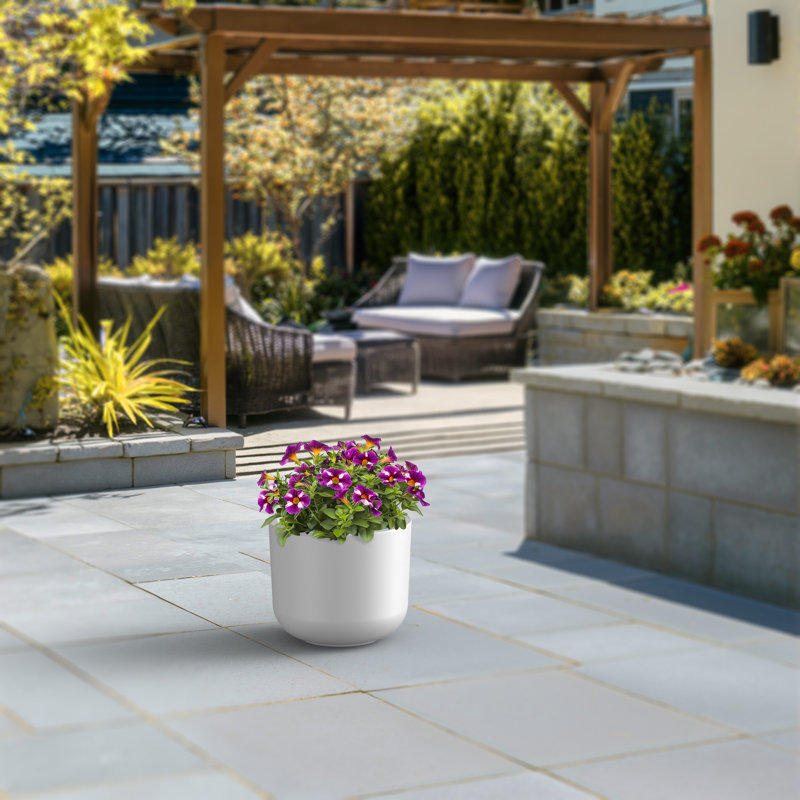 Petit pot à fleurs / pot rond en béton avec trous de drainage, H 9,25 po x l 11,02 po x P 11,02 po