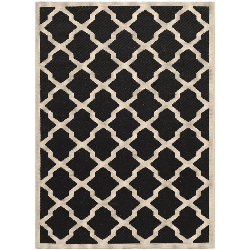Tapis intérieur / extérieur noir Arneshia, Rectangle 8 pi x 11 pi