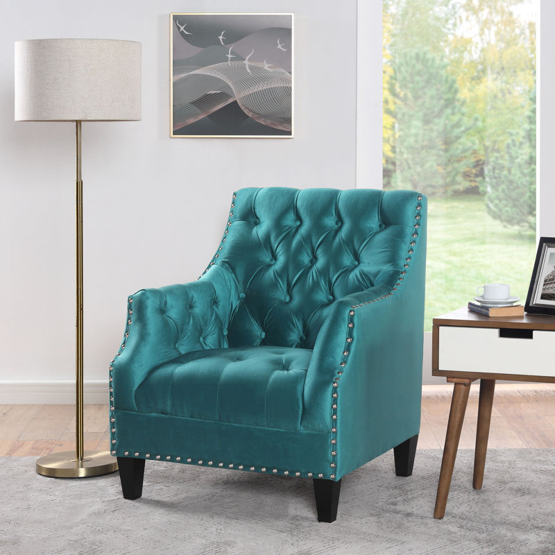 Fauteuil d'appoint Indrani, Mélange de polyester sarcelle
