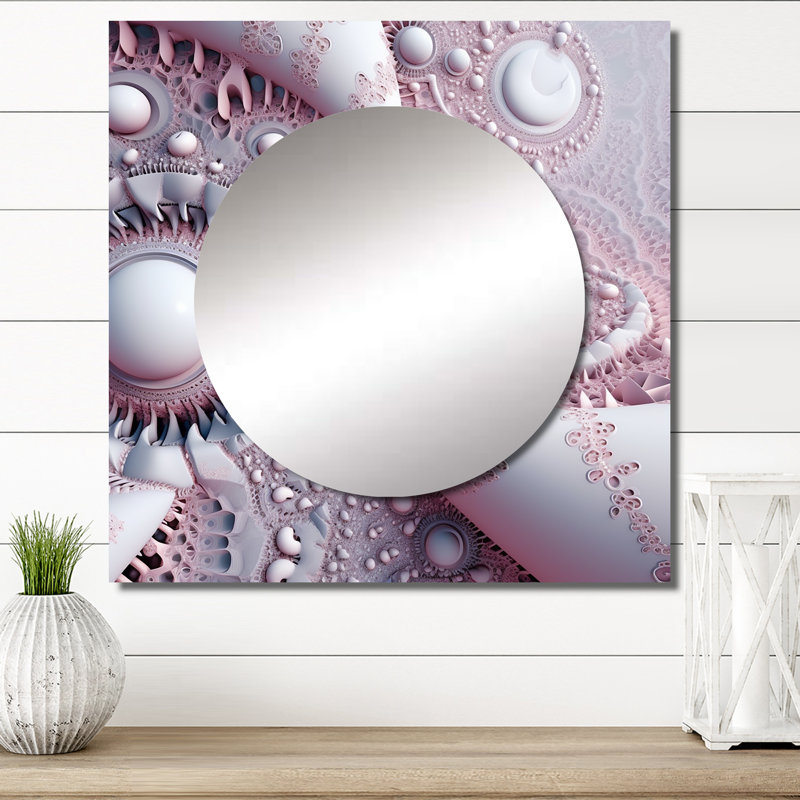 Ellyce - Art mural miroir carré pour salle de bain Fractals, 29 po x 29 po