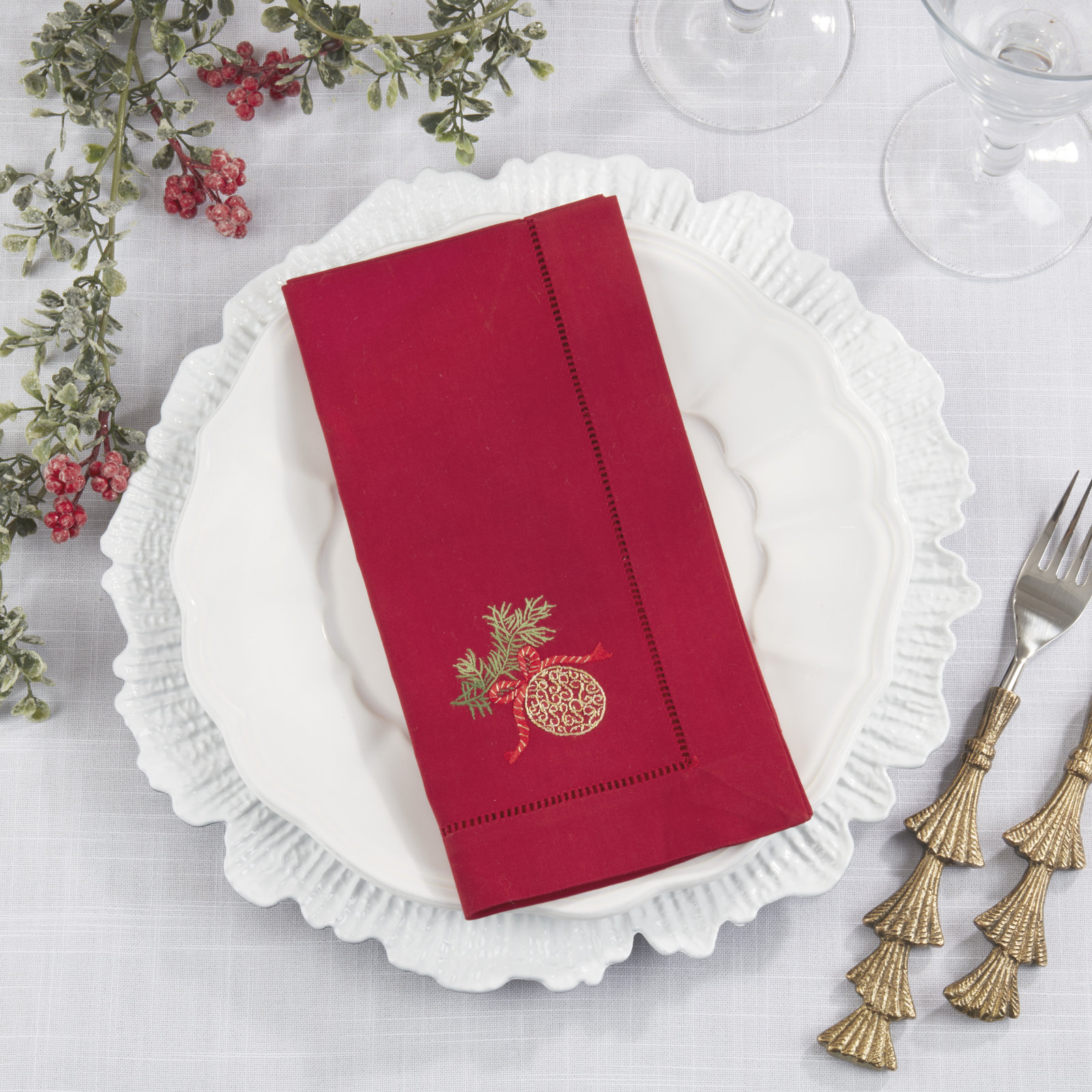 Ornament Hemstitch Cotton Napkin