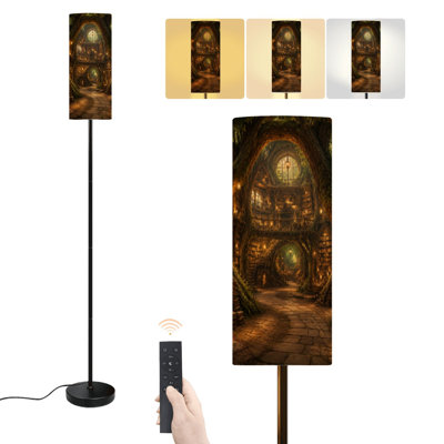 Floor Lamp Forest Library bookshelf tree warm lantern light Shelves Dimmable Modern Standing Lamp with Remote Control Footswitch Bulb Lampshade Tall Pole Corner Lamp for Living Room Bedroom Office