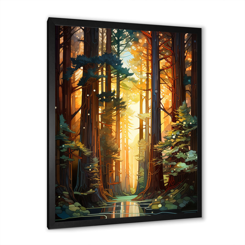 «Redwood Shimmering Tree Heights I», impression sur toile paysage et nature, Cadre photo noir, H 20 po x l 12 po x P 1 po