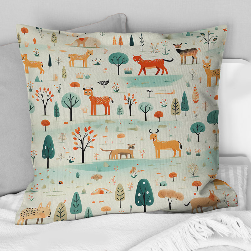 Coussin Watercolor Fox Explorer II - imprimé animal, H 18 po x l 18 po