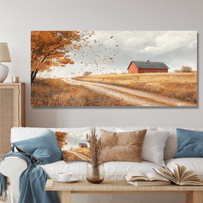 Drewry Windy Prairie Leaves Path To The Farm I - feuilles, art mural