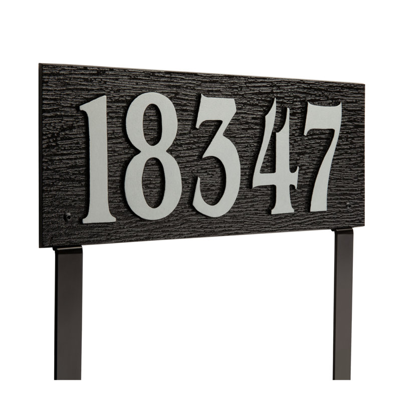 Modern Woodgrain Lawn Sign, Black/Silver, Yes