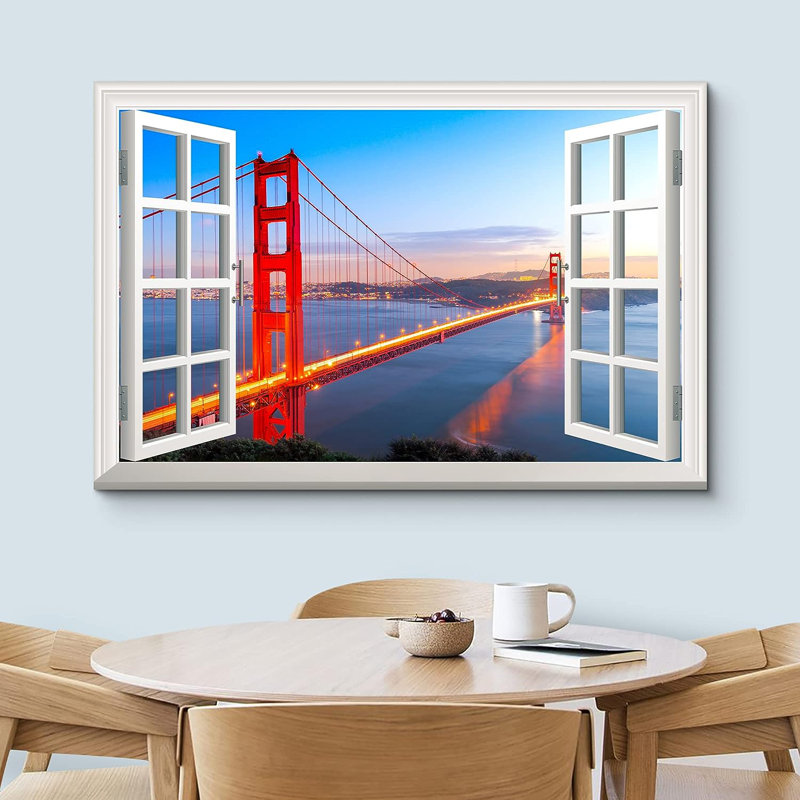 Golden Gate Bridge Scenic Window View Canvas Art