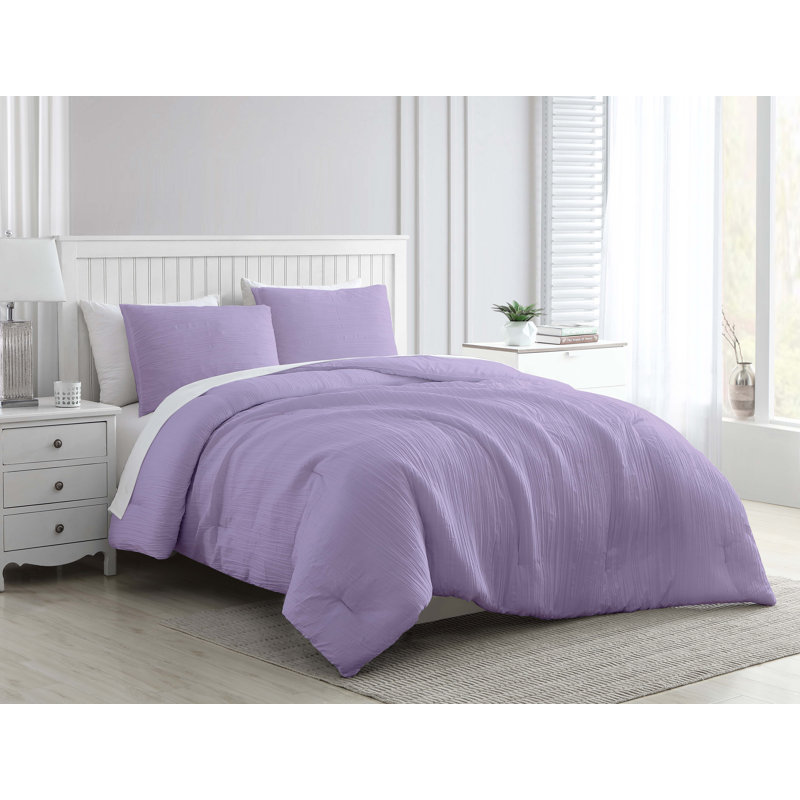 Ensemble d'édredon  Greenport Crinkle, Bleu marine, Édredon pour grand lit + 2 taies décoratives sta