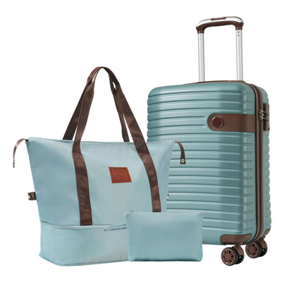 Valise de voyage 3 pièces - Valise rotative en ABS de 20 pouces avec serrure TSA, sac à bagages extensible et sac de lavage, convenant aux voyages de fin de semaine.
