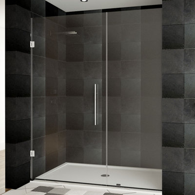 Ultra-E 48'' - 49'' W x 72'' H Hinged Frameless Shower Door with Clear Glass