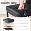 Tabouret de comptoir de cuisine moderne 24 po avec base de traîneau en métal noir et similicuir noir (ensemble de 2)-600354217-598470249-598637964