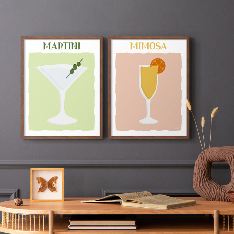 Martini - reproduction encadrée de qualité supérieure - prête à être accrochée - aucun clou requis - aucun clou requis, Noyer