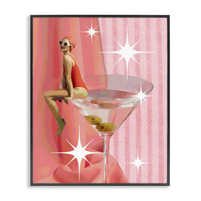  «Vintage Swimmer on Drink», estampe numérique par Daphne Polselli