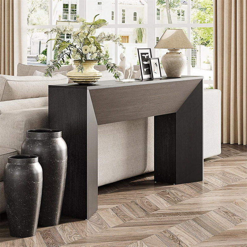 Console très longue de 63 pouces avec un design de maison de campagne moderne, idéale pour un canapé ou un vestibule.