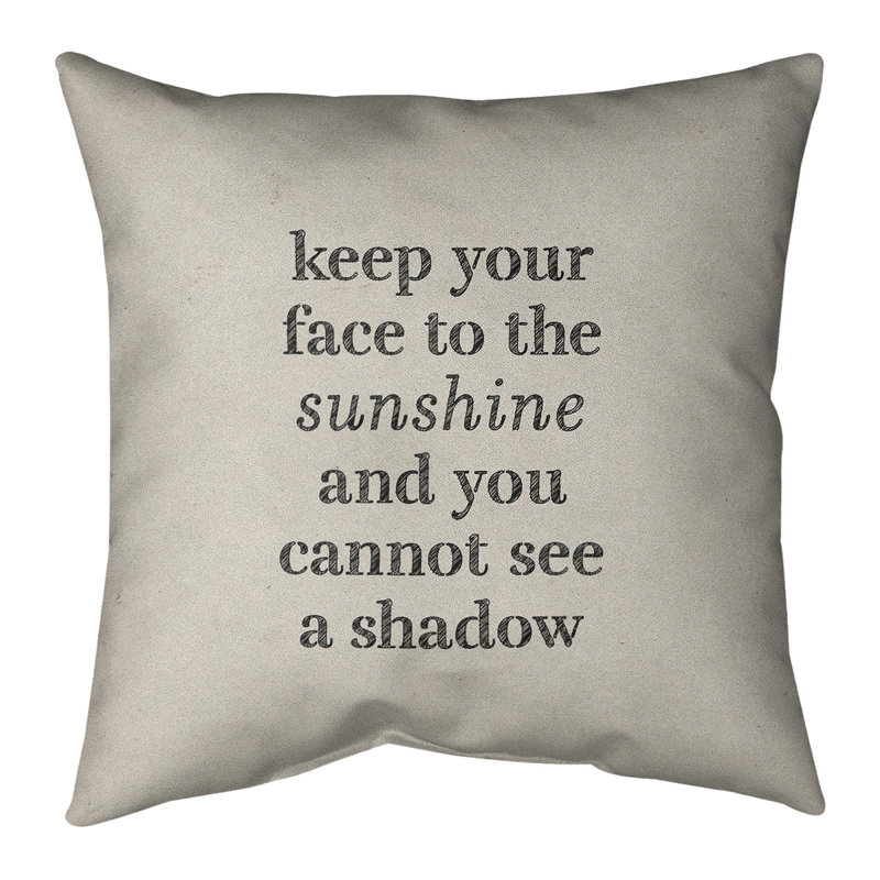 Coussin décoratif inspirant de la citation inspirée de la main, Beige / noir, 18 po x 18 po