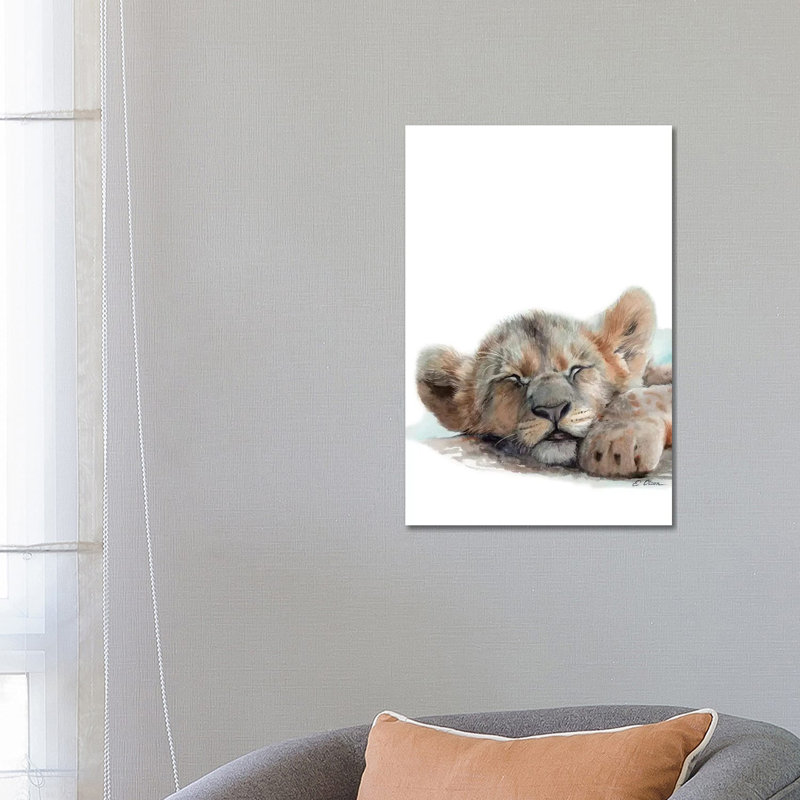 Sleeping Baby Lion by Watercolor Luv - Wrapped Canvas Painting, 66.04cm H x 45.72cm W x 1.91cm D