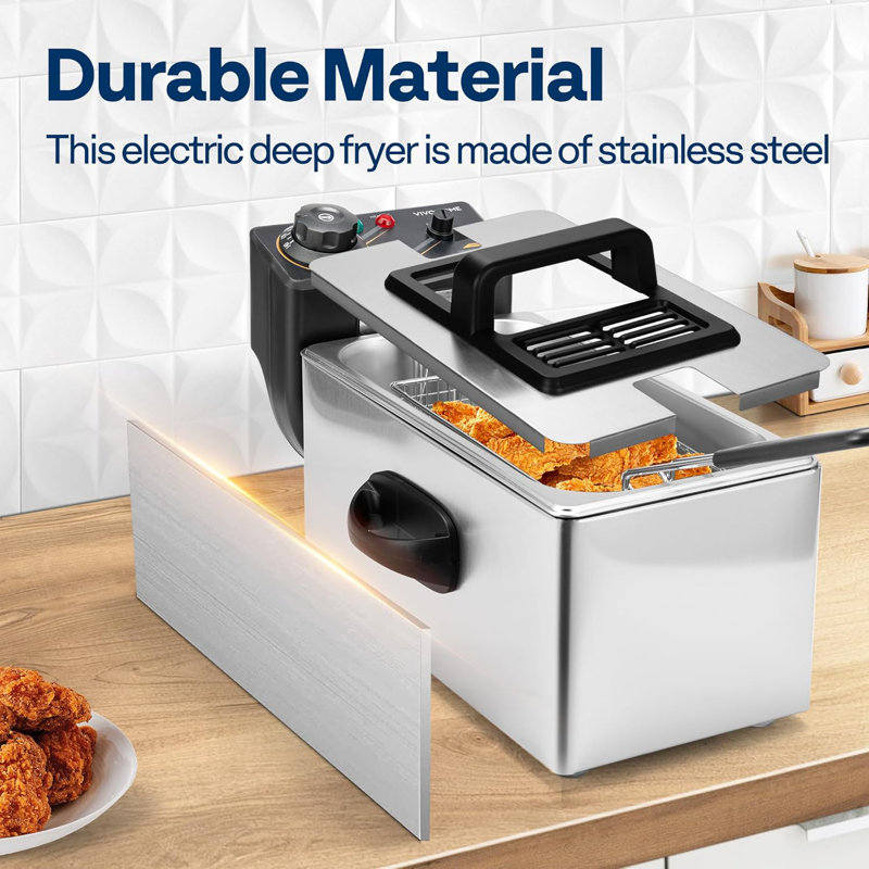 3l Stainless Steel Electric Countertop Deep Fryer