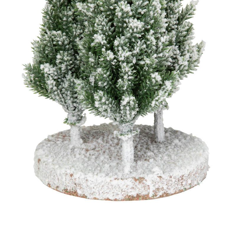 Décoration de Noël givrée trio de pins - 8 po - non éclairée