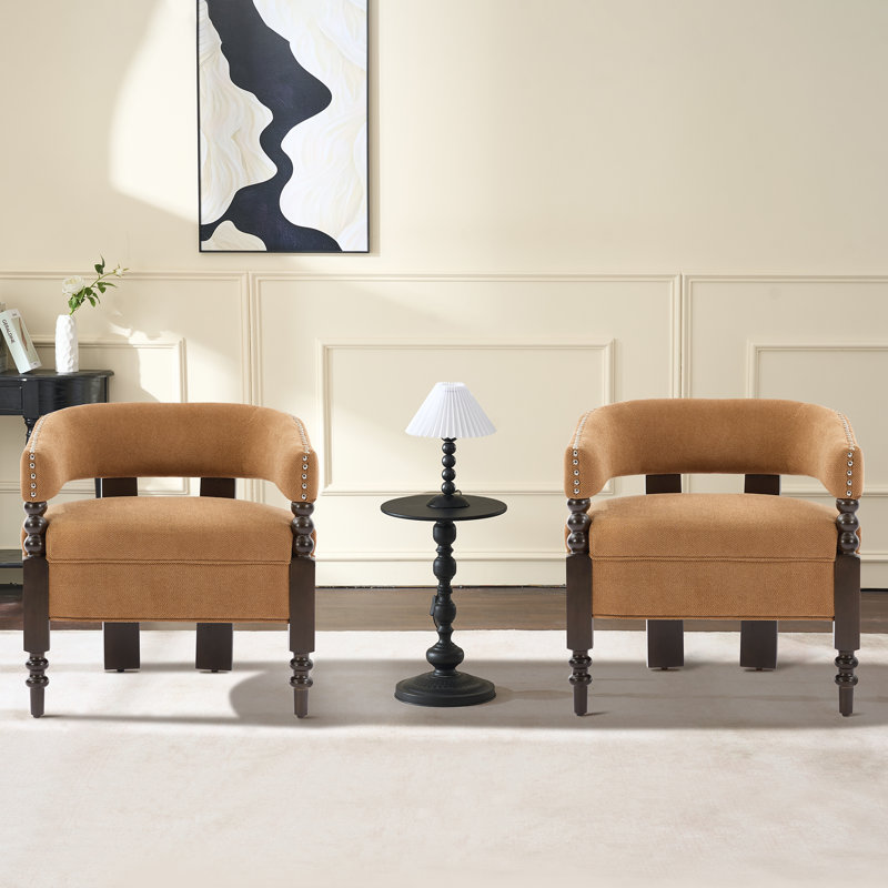 Barrel Upholstered Armchair, Brown