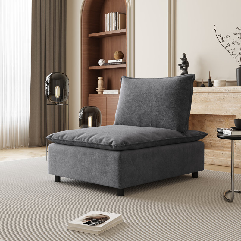 Chaise rembourrée moderne avec fauteuil de loisir, coussin décoratif, chaise d'appoint, chaise de salon, Gris