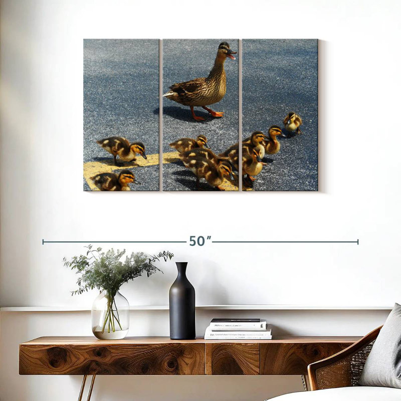 Ducklings And Mother Duck, 24" H x 38" W