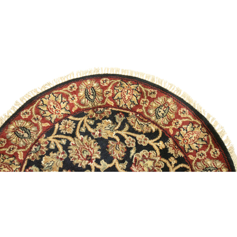 Hand Knotted Wool Area Rug in Black And Red