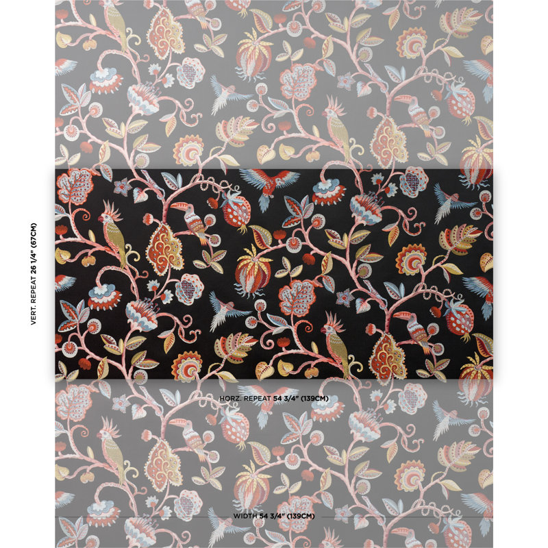 Birds Of Paradise Fabric, Noir