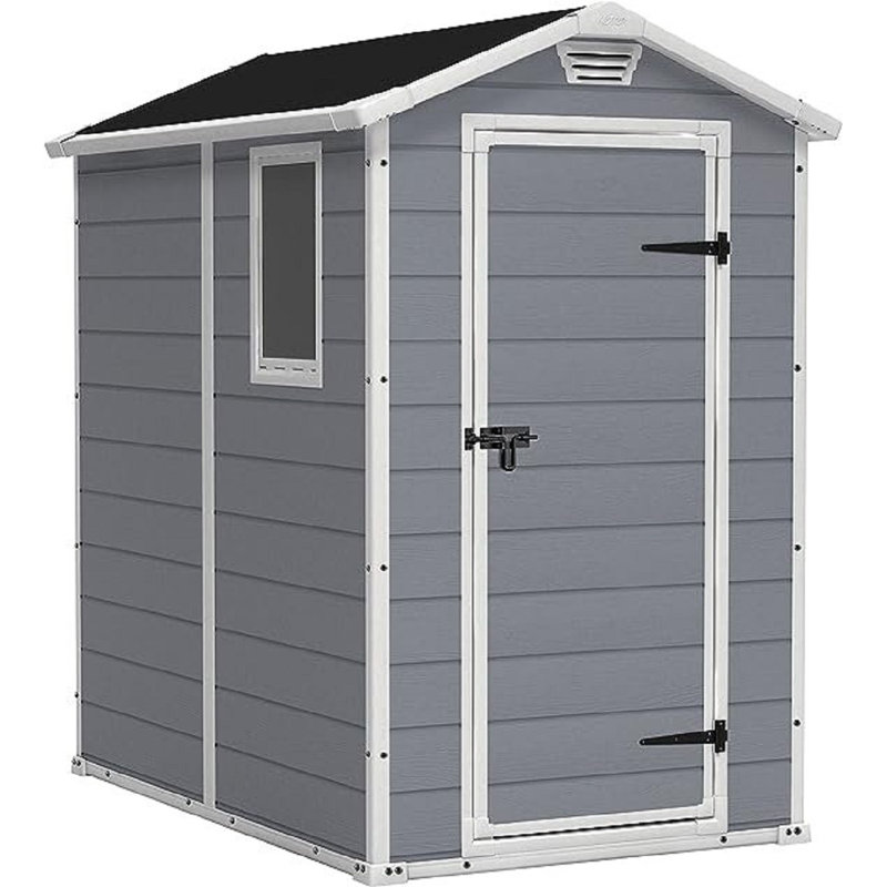 Keter Manor 4 ft. W x 6 ft. D Apex Outdoor Garden Shed, Grey