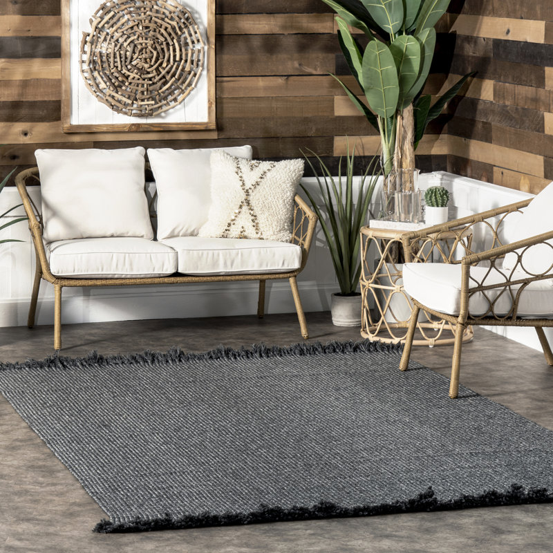 Tapis intérieur / extérieur gris anthracite Bedard, Rectangle 12 pi x 15 pi