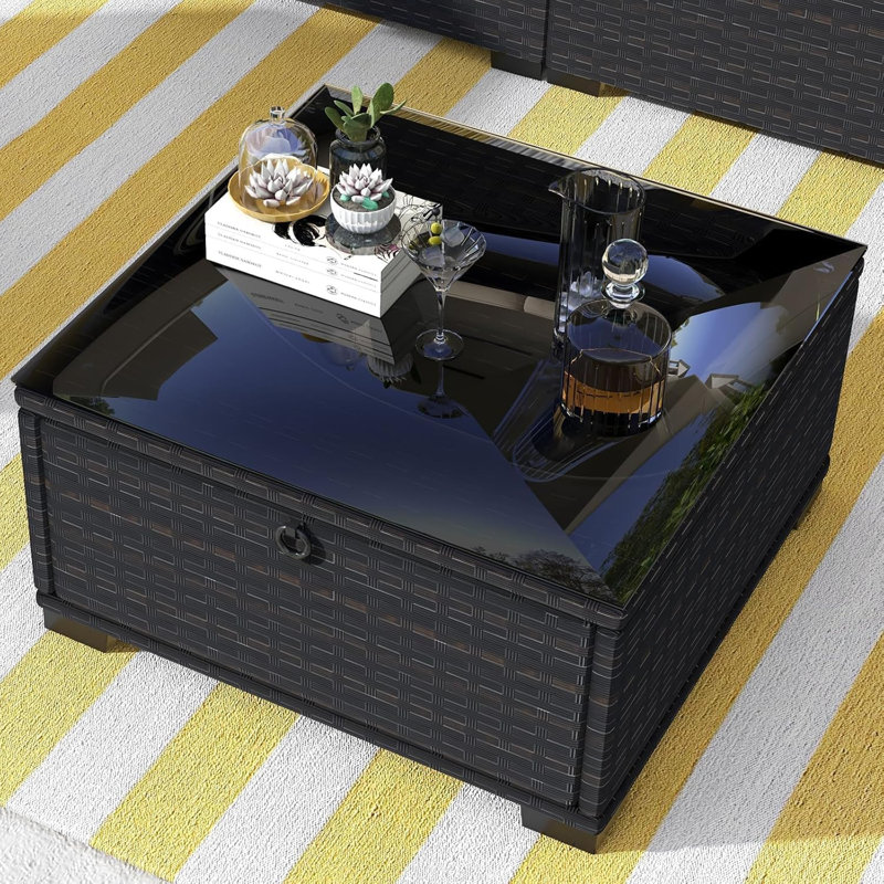Ensemble de meubles de patio 6 pièces, ensemble de conversation en osier de rotin avec auvent rétractable et table basse, ensemble de table d'extérieur et chaises pour balcon dans la cour arrière