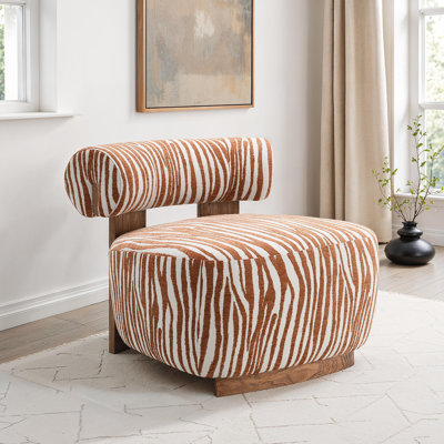 1 pièce Chaise d'appoint à rayures zébrées Tissu de mousse à haute densité Dossier cylindrique Rustique