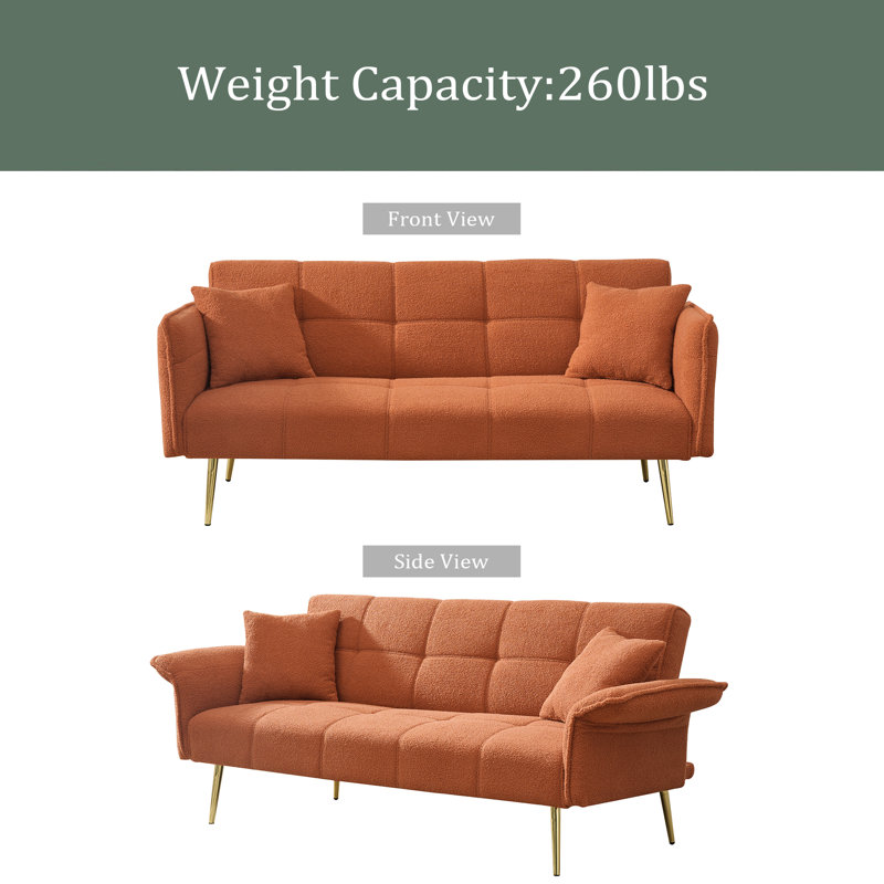 Futon-lit 70,1 po, canapé-lit double convertible, Orange