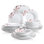 24-Piece Ivory White Cherry Blossom Dinnerware Set for 6, Includes Dinner Plates, Dessert Plates, Soup Bowls & Cereal Bowls