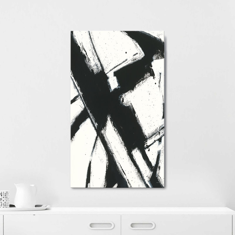 "Expression Abstract I White" by Shirley Novak Print on Canvas, 18" H x 30" W