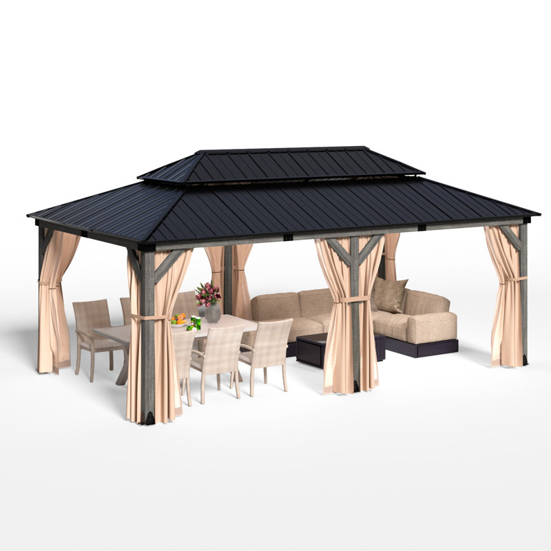 12 pi. L 20 pi. D Pavillon de jardin, Gris, 10 pi. X l 20 pi L 12 pi. D