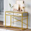 Bureau de coiffeuse avec 2 tiroirs en miroir Mercer41, coiffeuse dorée pour le maquillage, console pour le salon, le vestibule, la chambre à coucher
