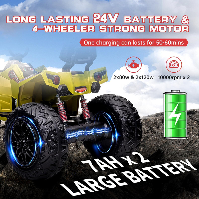 24V Ride On Car 4WD Quad Electric véhicule, Vert