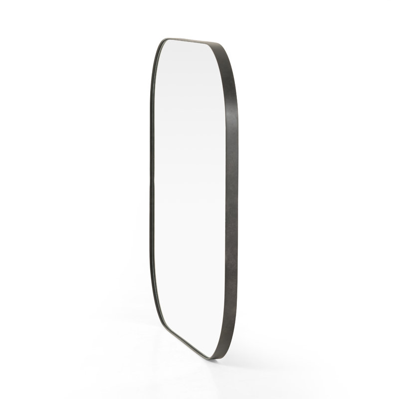 Bellvue Flat Metal Wall Mirror, 47.25" x 47.25", Dark Gray