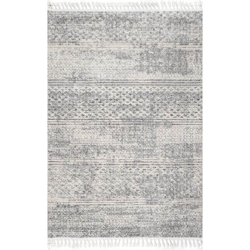 Tapis gris pour salle à manger Dianne, Rectangle 6 pi 7 po x 9 pi 8 po