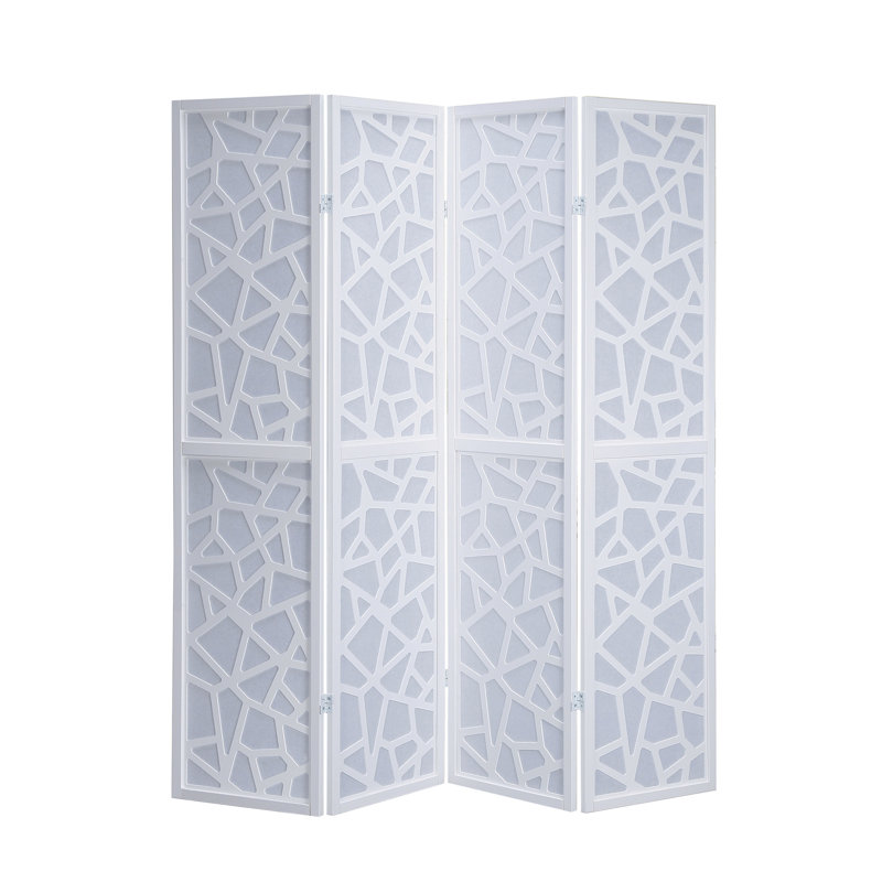 Giyano 4 Panel Screen Room Divider, White, White